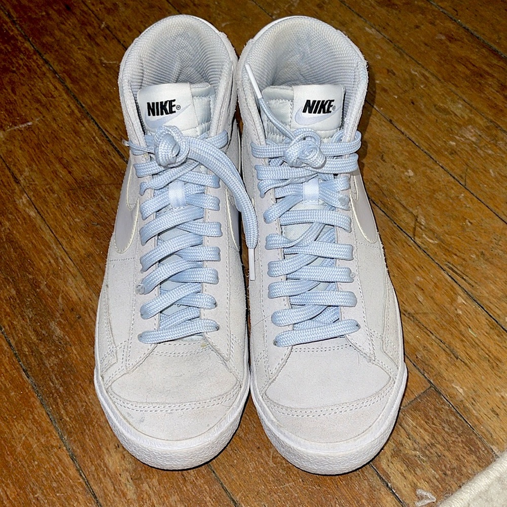 RARE Nike Blazers Mid 77 (Football Gray, White, with Baby Blue lace)